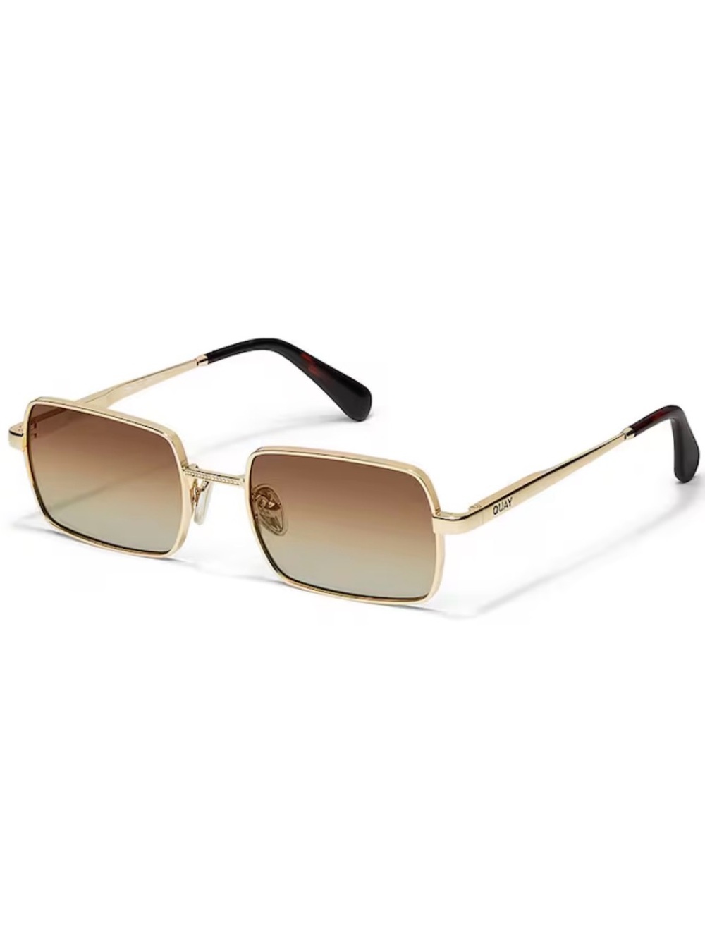 Quay Australia Gold Frame Brown Gradient Square Sunglasses